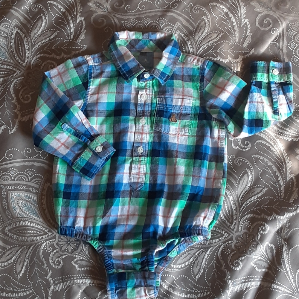 GAP plaid bodysuit,  toddler boy, 18-24 months